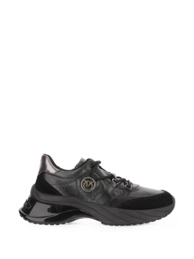 Pinko Ariel Leather Sneakers In Animal Print