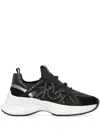 Pinko Ariel Lace-up Sneakers With Rhinestones In 黑色