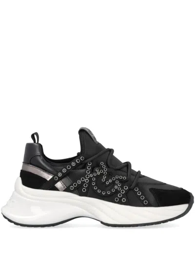 Pinko Ariel Lace-up Sneakers With Rhinestones In Black