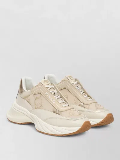 Pinko Ariel Sneakers Chunky Sole Metallic Accents In Brown