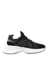 Pinko Ariel Lace-up Sneakers With Rhinestones In Negro