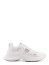 Pinko Ariel Leather Mesh And Leather Sneakers With Love Birds Detail In Animal Print