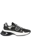 Pinko Logo-patch Round Toe Sneakers In Zz0 Black/gunmetal