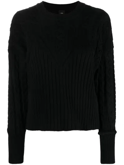 Pinko Armadillo Ribbed-knit Jumper In Black