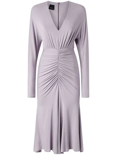 Pinko Modal Midi Dress With V-neck In Brouillard Marin