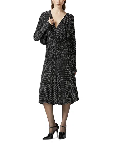 Pinko Armeni Rhinestone Embellished Midi Dress In Black