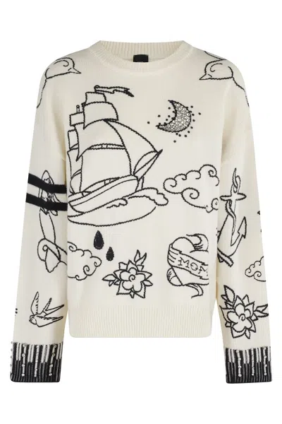 Pinko Patterned Crew-neck Sweater In Neutral