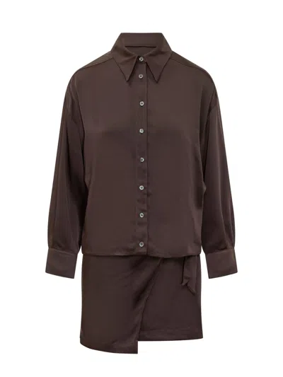 Pinko Asfodelo Twill Gown In Brown