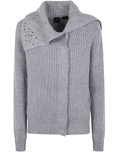 Pinko Ashera Embellished Cardigan  In Silver Mix