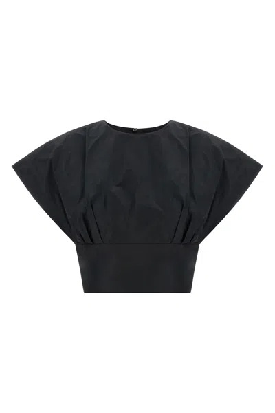 Pinko Asparago Top Short Sleeves Button Detail In Black