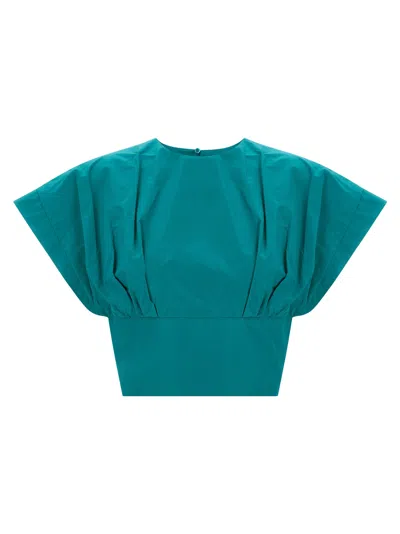 Pinko Asparago Top Short Sleeves Keyhole Back In Green