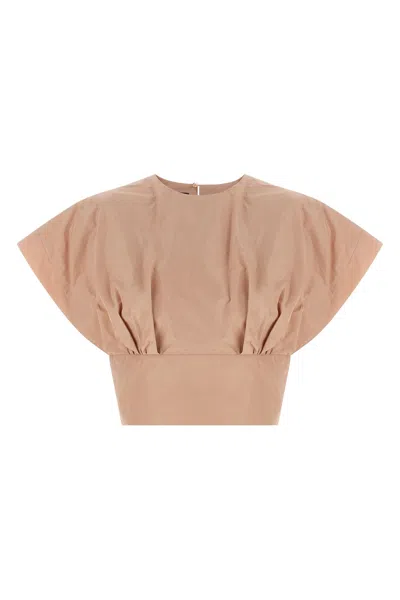 Pinko Asparago Top Round Neck Short Sleeves In Brown