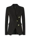 Pinko Asymmetric Tailored Blazer With Gold Buttons And Structured Shoulders In Black