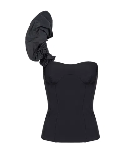 Pinko Asymmetric Corset-style Top In Black