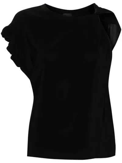 Pinko Asymmetric Crepe Blouse In Black