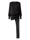 Pinko Asymmetric Draped Mini Dress In Black