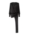 Pinko Asymmetric Draped Mini Dress In Black