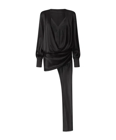 PINKO ASYMMETRIC DRAPED MINI DRESS