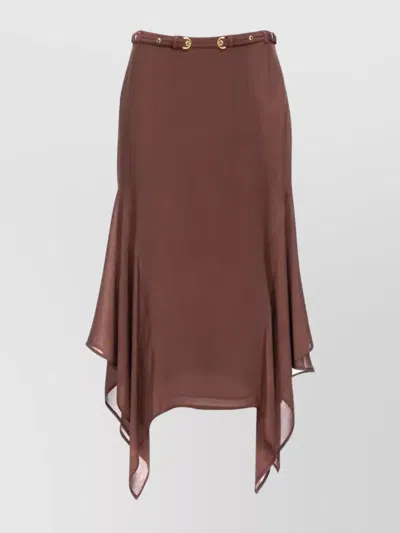 Pinko Asymmetric Hem Backless Belt Halter Midi In Brown