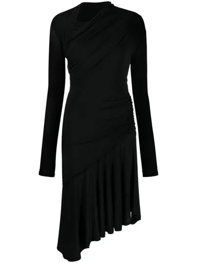 Pinko Asymmetric Long-sleeve Dress In Black  