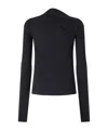 Pinko Asymmetric Long Sleeve Stretch Top In Blue