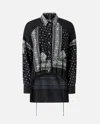 Pinko Bandana Print Button-down Shirt With Adjustable Hem In Black/lime