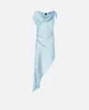 Pinko Asymmetric Special-occasion Midi Dress In Satin In Bleu Cristal