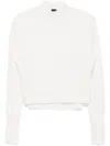 Pinko Cropped White Wool And Cashmere Sweater In White