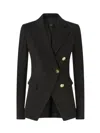 Pinko Asymmetric Tailored Blazer With Gold Buttons And Structured Shoulders In Black