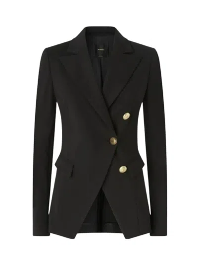 PINKO PINKO ASYMMETRIC TAILORED BLAZER WITH GOLD BUTTONS AND STRUCTURED SHOULDERS