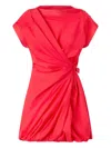 Pinko Asymmetrical Draped Mini Dress In Red