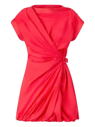 Pinko Asymmetrical Draped Mini Dress In Red