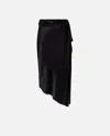 Pinko Asymmetrical Midi Skirt With Draped Detail In Black