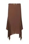 Pinko Asymmetrical Midi Skirt In Chestnut In Pink