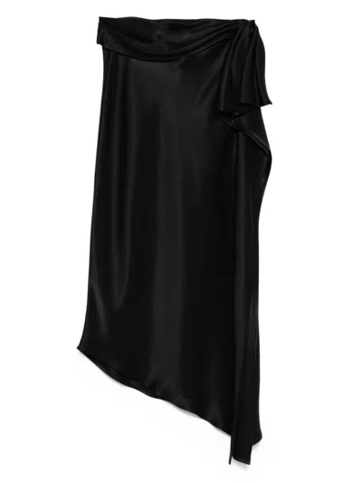PINKO ASYMMETRICAL MIDI SKIRT WITH DRAPED DETAIL