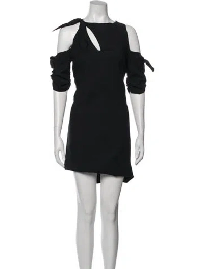 Pre-owned Pinko Asymmetrical Mini Dress In Black