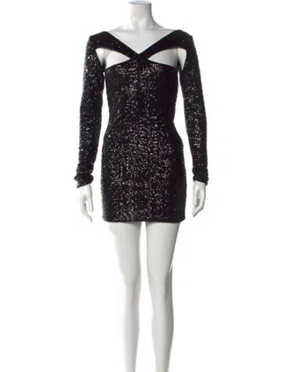 Pre-owned Pinko Asymmetrical Mini Dress In Black
