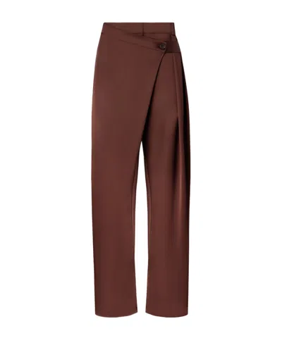 Pinko Asymmetric-waistband Pleated Trousers In Gray