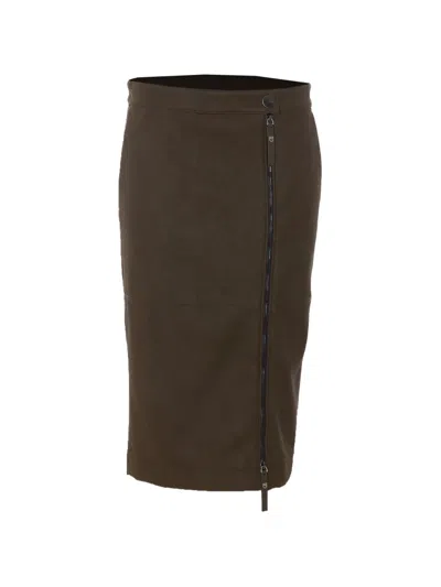 Pinko Green Viscose Polyamide Skirt In Brown