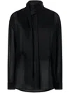 Pinko Flowing Black Viscose Shirt With Classic Collar In Schwarz
