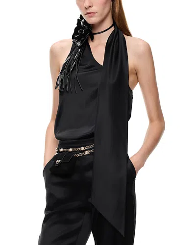 Pinko Audi Satin One Shoulder Jumpsuit In Black
