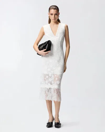 Pinko Audrey Dress Lace Rebrode Ss26 In White