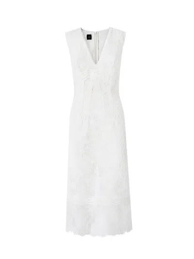 Pinko V Neck Sleeveless Lace Midi Dress In White