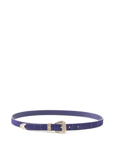 Pinko Aura Buckle Leather Belt In Purple