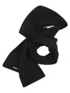 Pinko Brushed Wool Scarf Ribbed Texture In Black