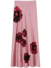 Pinko Long Satin Skirt With Floral Print In Pink