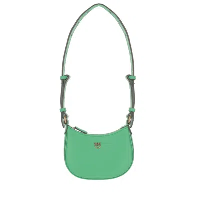 Pinko Baby Half Moon Leather Shoulder Bag In Green