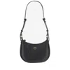 Pinko Baby Half Moon Leather Shoulder Bag In Black