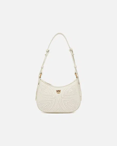 Pinko Baby Half Moon Shoulder Bag With Raffia Embroidery
