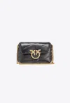 Pinko Love Baby Puff Leather Crossbody Bag In Black-antique Gold
